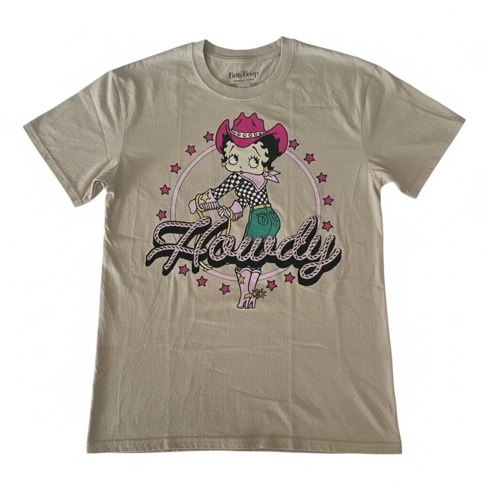 Betty Boop Howdy Cowgirl Betty Boop Print Short Sleeve T-Shirt Women's Medium - Picture 2 of 7
